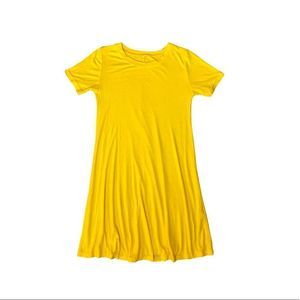 Yellow short sleeve casual cotton dress small